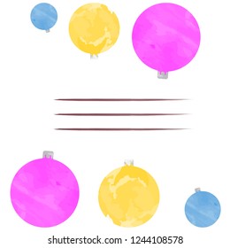 postcard of a watercolor Christmas tree balls
