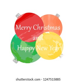 postcard of a watercolor Christmas tree balls