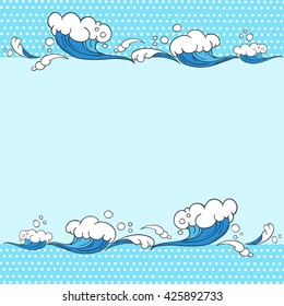 Postcard waves of the sea. Space for text. Vector illustration