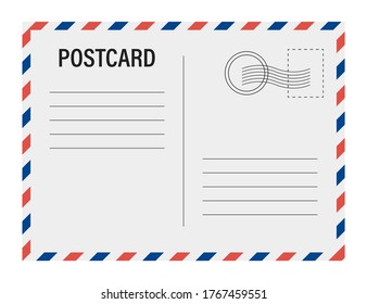 Postcard white paper blank mockup. Vector isolated illustration. Postcard mockup template. Stock vector. EPS 10