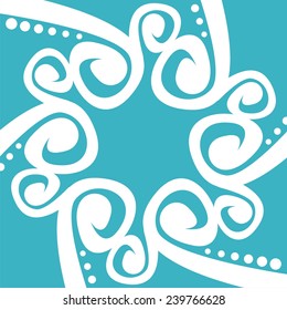 postcard with white pattern on blue background. Vector illustration