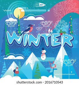 el invierno de postcard es una época fría divertida del año