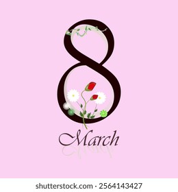 Postcard for Women's Day. March 8. Spring holiday. Card for March 8th.