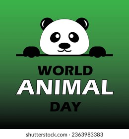 Postcard World Animal Day with funny Panda.logo,icon,white isolated background Vector art.4 October.