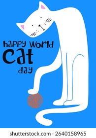 Postcard for World Cat Day. Vector illustration.