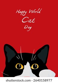 Postcard for World Cat Day. Vector illustration.