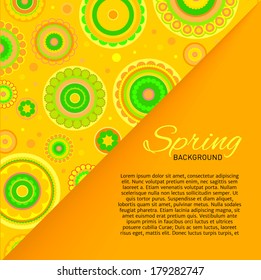 Postcard with yellow seamless pattern. Vector illustration.
