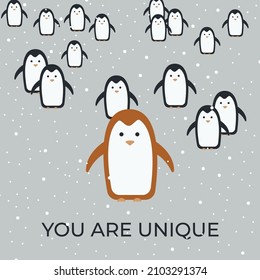 Postcard - you are unique. Suitable for birthday greetings, for prints on T-shirts, bags and bags