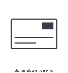 postcard,email vector line icon, sign, illustration on background, editable strokes