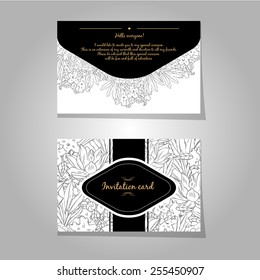 Postcard-invitation with monotonous floral background