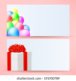 postcards with balloons and gift