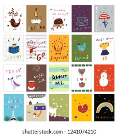Postcards with cute illustrations