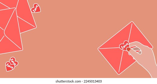 Postcards and envelopes with hands. Isolated handwritten postcards and envelopes with postage stamps. Packaging of postcards and letters. Modern collection of love and friendship letter designs