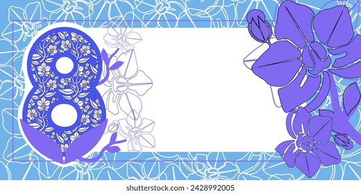 Postcards with floral patterns. Women's holiday. Vector illustration.