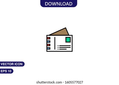 Postcards icon in trendy flat style isolated on white background vector illustration