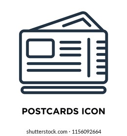 Postcards icon vector isolated on white background, Postcards transparent sign , thin symbols or lined elements in outline style