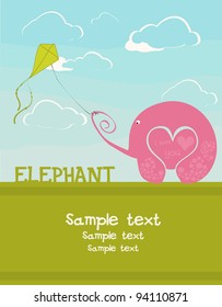 postcards with the love elephant and a flying snake