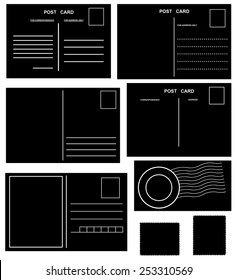Postcards set isolated on white