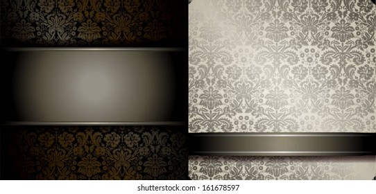 Postcards from the vintage pattern, silver background