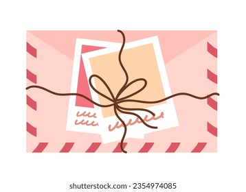 Postcrossing letters. Message on postcard, worldwide correspondence vector illustration