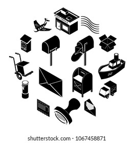 Poste service icons set. Simple illustration of 16 poste service icons set vector icons for web