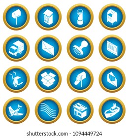 Poste service icons set. Simple illustration of 16 poste service icons set vector icons for web