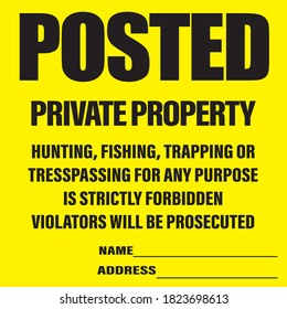 Posted private property rectangle sign