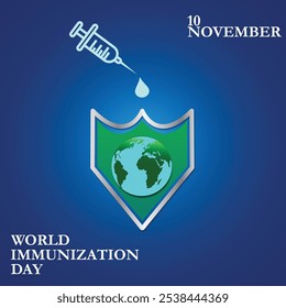 Poster for 10 November world immunization day, world medicine  banner, vector art illustration