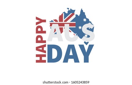 Poster 26 January Happy Australia Day With Flag, Vintage Style Vintage,  illustration Vector Eps 10