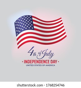 Poster 4th of july usa independence day, american flag on white background. Banner, greeting card. Fourth of july, USA national holiday. Vector illustration, template