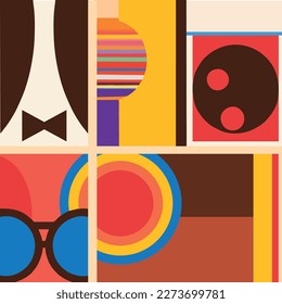 
Poster in 70s retro style
vector illustration
multicolor pattern