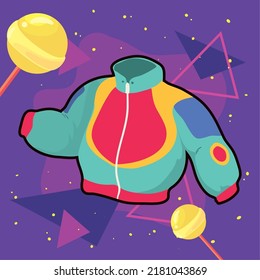 poster of 90s jacket and candies