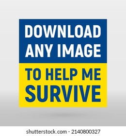 Poster about helping creative people in Ukraine. Vector inscription on the yellow and blue flag of Ukrainian country. Stand with Ukraine