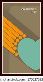 poster about love in a retro style with a heart of love and holiday items