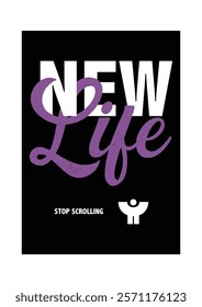 The poster is about stopping school bullying. It is purple and white. The words "New Life" are in purple and white