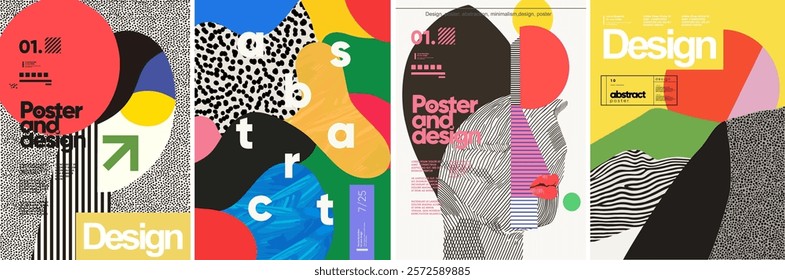 Poster, Abstract art and design. Trendy abstract vector posters with nature geometric nature, shapes, portrait, landscape and modern typography. Perfect for backgrounds, creative projects, and contem