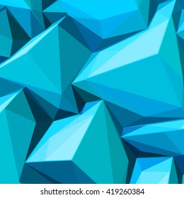 Poster with abstract blue ice cubes and posterized colors