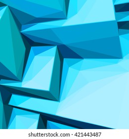 Poster with abstract blue ice cubes and posterized colors
