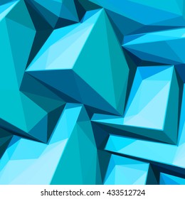 Poster with abstract blue ice cubes and posterized colors