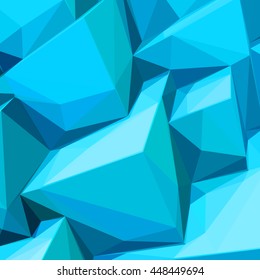 Poster with abstract blue ice cubes and posterized colors