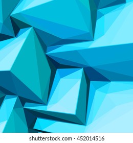 Poster with abstract blue ice cubes and posterized colors