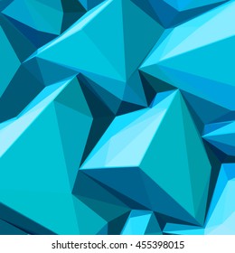 Poster with abstract blue ice cubes and posterized colors