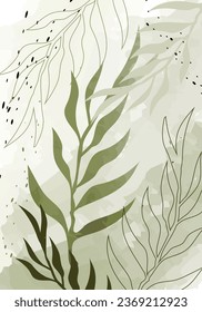 
Poster abstract botany branch olive shades. Background plant  branches watercolor. Vector illustration.