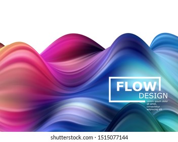 Poster with abstract bright shapes of fluid in a futuristic style.
Colorful waveforms