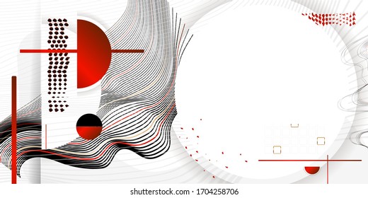 Poster Abstract Japanese style template red black white background. White background vector illustration to lines