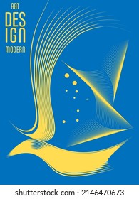 Poster with abstract lines in the colors of the flag of Ukraine. Can be used for brochures, covers, t-shirt printing