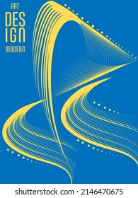 Poster with abstract lines in the colors of the flag of Ukraine. Can be used for brochures, covers, t-shirt printing