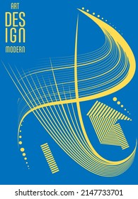 Poster with abstract lines in the colors of the flag of Ukraine. Can be used for brochures, covers, t-shirt printing