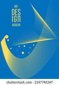 Poster with abstract lines in the colors of the flag of Ukraine. Can be used for brochures, covers, t-shirt printing