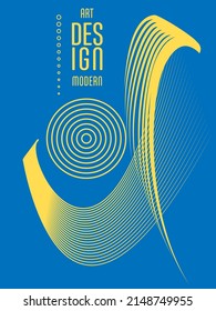 Poster with abstract lines in the colors of the flag of Ukraine. Can be used for brochures, covers, t-shirt printing
